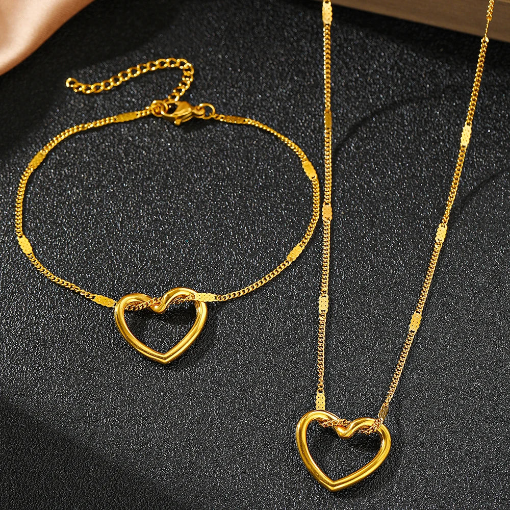 Twisted Heart Stainless Steel Jewelry Set