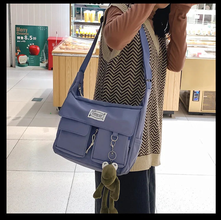 Korean Ulzzang Multi-Pocket Crossbody Bag