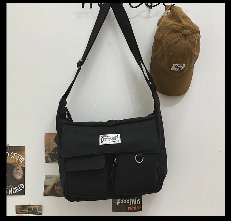 Korean Ulzzang Multi-Pocket Crossbody Bag