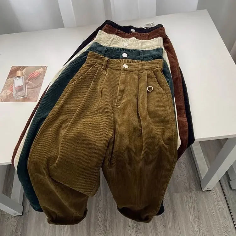 Retro High Waist Corduroy Pants