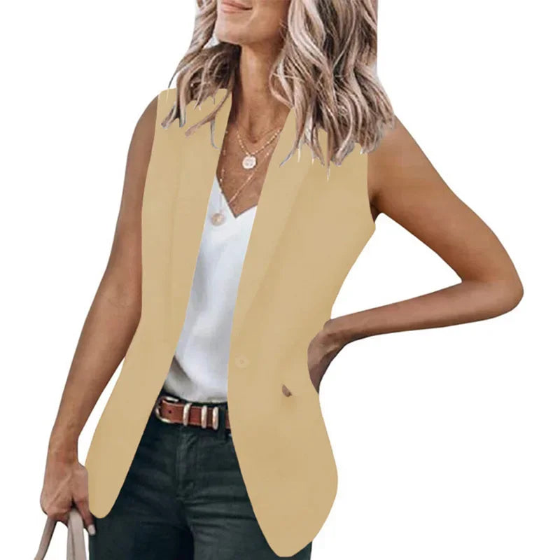 Sleeveless Solid Color Cardigan