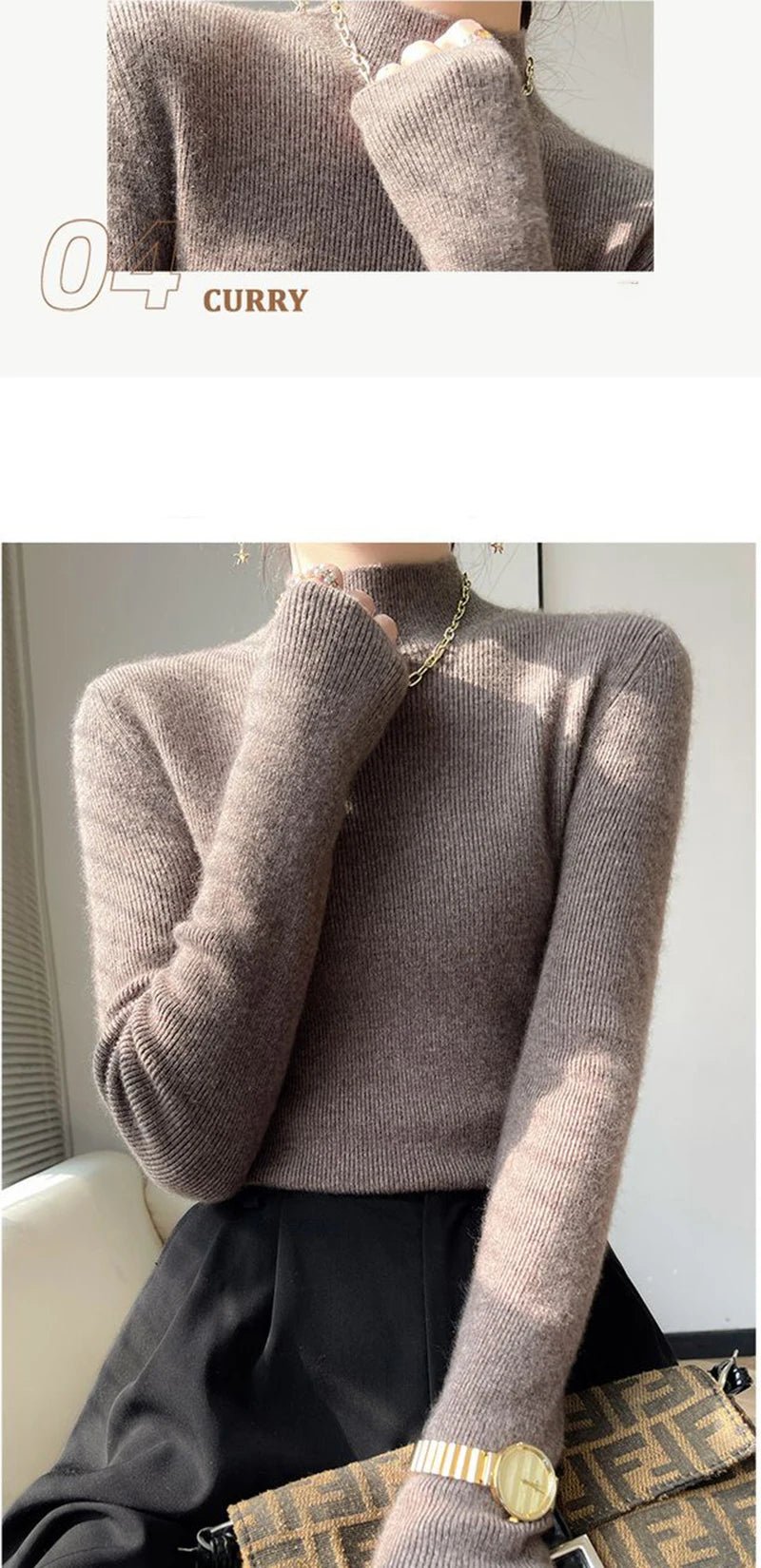 Half Turtleneck Knitted Sweater