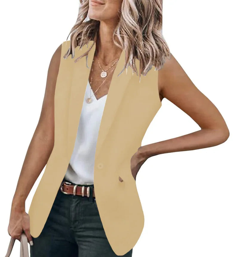 Sleeveless Solid Color Cardigan