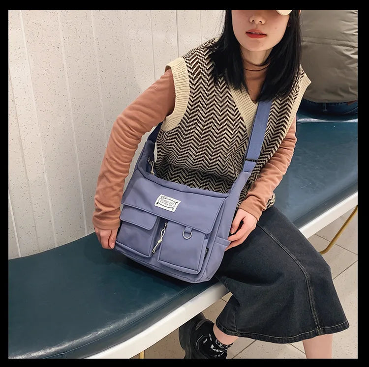 Korean Ulzzang Multi-Pocket Crossbody Bag